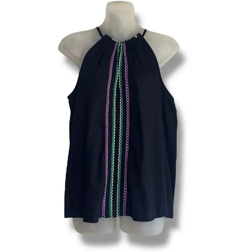 Knox Rose embroidered summer halter top NEW